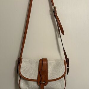 Classic Dooney & Burke pebble White and Brown Leather Crossbody Bag